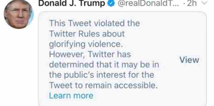 Το Twitter «έκοψε» το tweet του Τραμπ για την Μινεάπολη